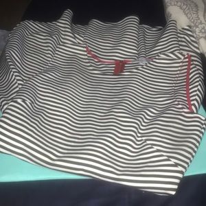 Black and white striped dress with black belt